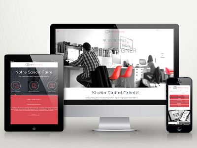 Ladigitalery website full device agency flat home menu orange portfolio red responsive webdesign wordpress work