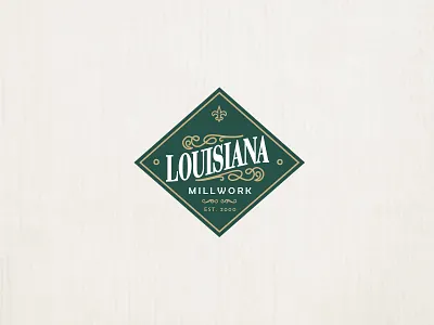 Lousianna badge brand identity branding diamond identity lettering logo logo design louisiana millwork new orleans type typography vintage wood