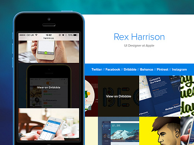 HTML Dribbble Portfolio clean designer dribbble images personal photography template ui website