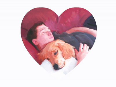 Happy Barkday digital painting dog portrait