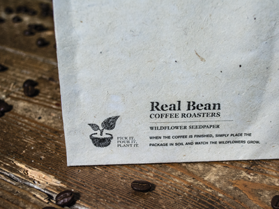 Real Bean Coffee Packaging coffee design hand drawn icons packaging plantable paper print real bean roasters