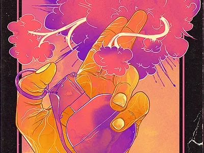 Bang!!! bang choppre colorful explosion grenade hand trees watercolor