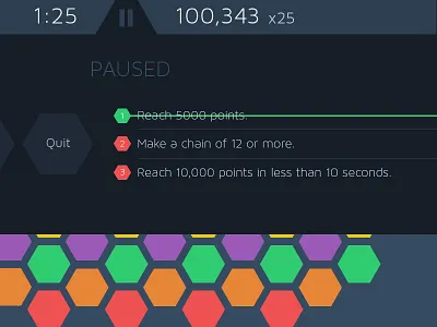 Hexagone Tasks List app flat game iphone puzzle ui