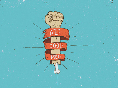 All Good Men bone fist lettering print ribbon sharpie