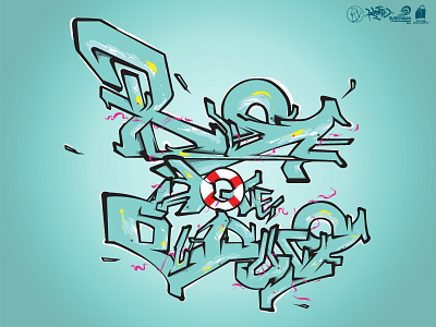 Rise Above Plastics art bag bulgaria graffiti illustration konte letters ocean plastics rise sea typography