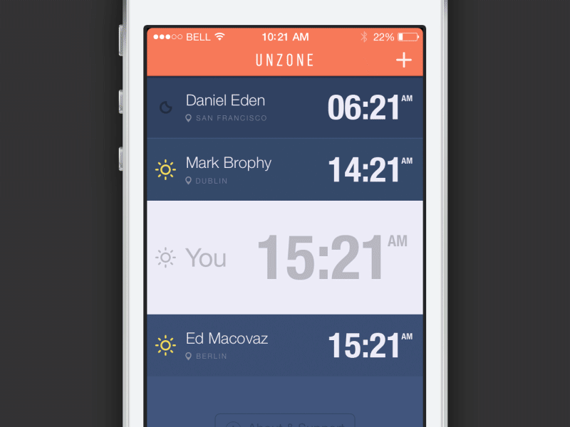 Unzone - Details popup animation anim animation clean clients details gif ios7 iphone popup simple time zone timezone