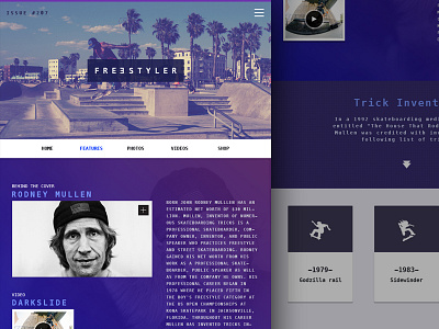 Freestyler colorful magazine purple skateboard template ui ux