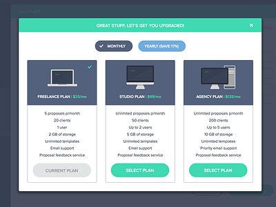 Plan upgrade screen app apple display imac macbook modal plans pricing tower web app