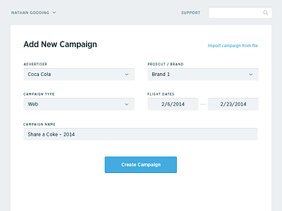 Add Campaign dashboard flat gotham simple typography ui web