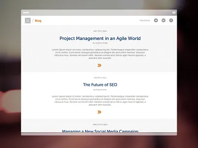 Minimalist, Fun Blog b2b blog blue clean gray minimal orange web white