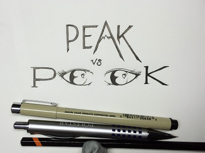 PEAK vs PEEK custom hand drawn hand lettering illustration illustrative ink lettering micron peak peek sans serif