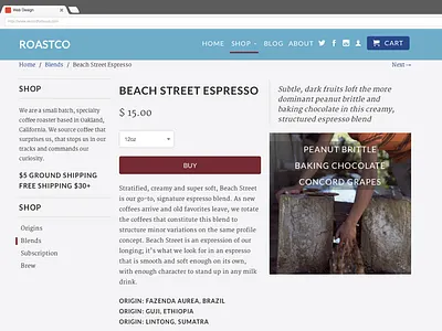 Coffee Shop design ecommerce grid