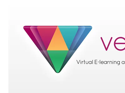 Gem shaped logo design blue colours diamond gem green jewel pink triangle v yellow