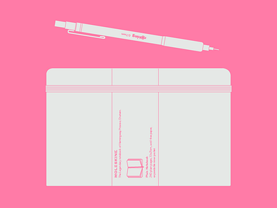 Moleskine illustration flat illustration notebook pencil pink