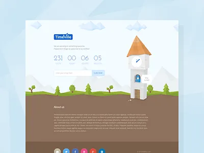 Timeville animation cartoon page coming soon coming soon page countdown css css animation flat site web