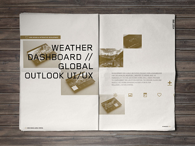 2014 Portfolio // Weather Dashboard layout branding editorial gold infographics layout newspaper photography portfolio print self promo swiss typography