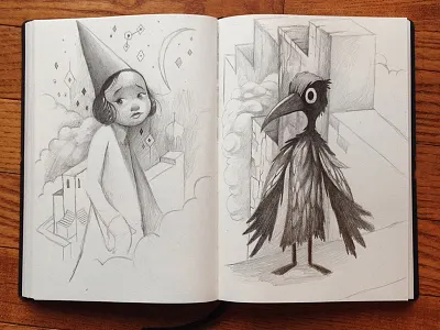 Monument Valley crow ida illustration impossible architecture monument monument valley monument valley game sketch sketchbook valley