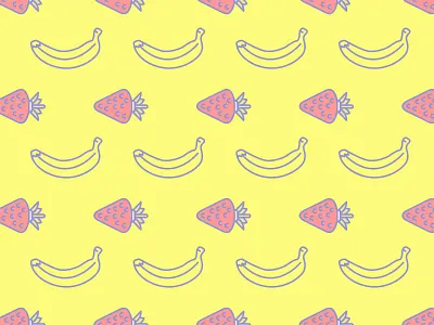 Bananas and Strawberries fruit illustration micahburger pattern vector