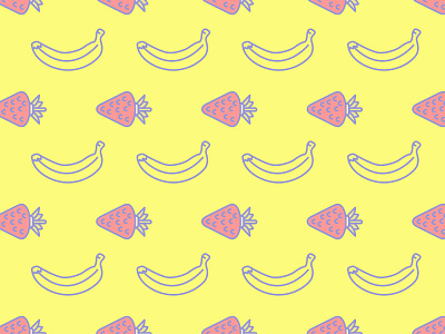 Bananas and Strawberries fruit illustration micahburger pattern vector