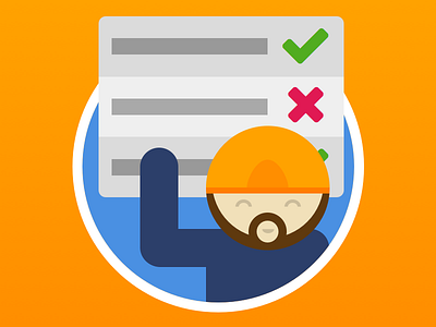 Tradesman Illustration badge beard choose hard hat illustration list tradesman