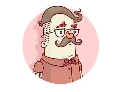 Hipster character colour design digital editorial illustration vector