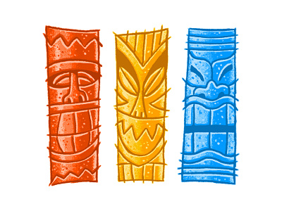 Radical Tikis cartoon hawaiian polynesian tiki