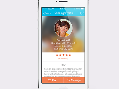 Profile Screen babysitting caregivers caretakers ios7 iphone profile