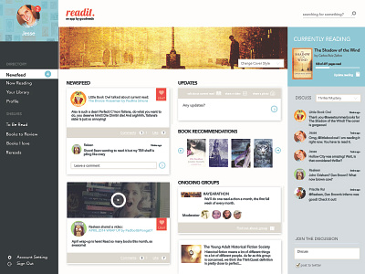 Readit App app application book debut design flat interface personal readit ui ux