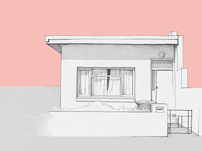 Sunset House architecture city digital colour drawing hand drawing illustration photoshop