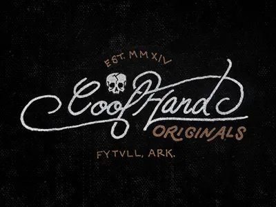 No Skulls black branding gold hand lettered logo script skull texture vintage