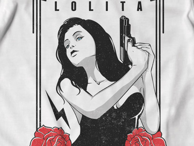 T Shirt Design 1443 gun lolita pinup rose sexy template tshirt design vector