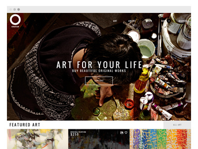 Kratur Home art artist market place web app