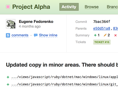 Meta-data on a new changeset beanstalk code diff files
