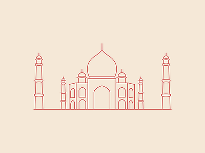 Taj Mahal architecture building illustration india line art taj mahal