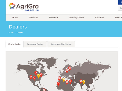 AgriGro Design Secondary Page map website design