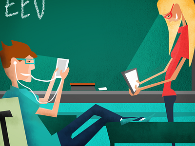 People chalkboard design illustration school technology vector