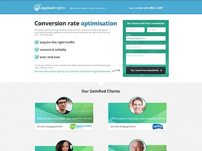Landing Page for applied Insights black blue design flat green landing page