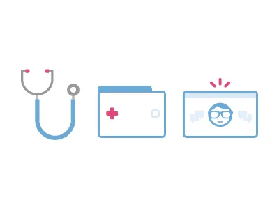 Talk with a doctor online doctor flat hospital icons medical online