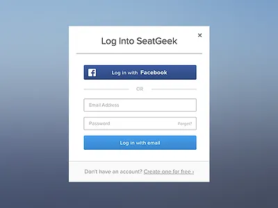 Log in modal flat log in sign up ui ux