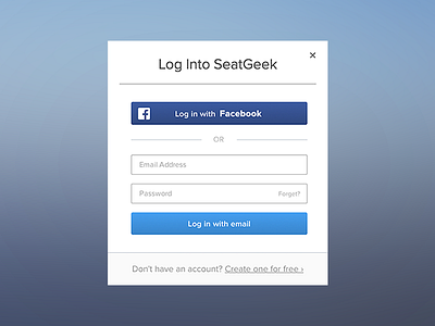 Log in modal flat log in sign up ui ux