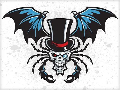 Wicked bat branding crab illustration logo skull spider top hat vector vonster