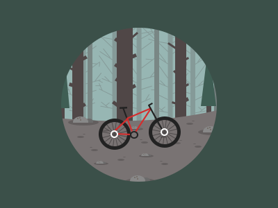 Introducing Brian bike flat illustration litmus mountain biking portland rocks trees