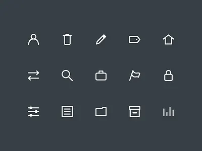 Icons dashboard folder home icons lock milestone project search settings tag ui user