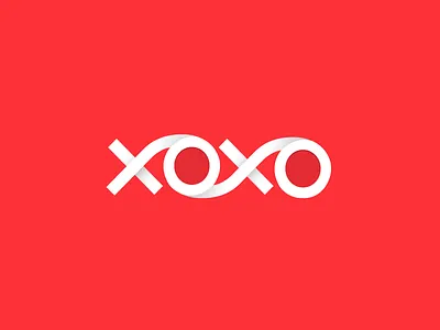 xoxo brand gradient graphic kiss lettering letters logo mark red typography wavy white
