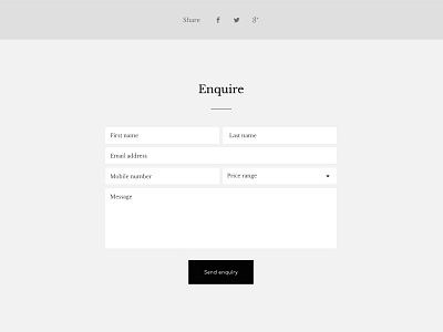 Enquiry Form button contact design down drop enquire fields form media social web