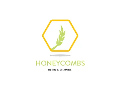 Honeycombs Herbs & Vitamins geometric herb herbal honeycomb illustration logo natural organic