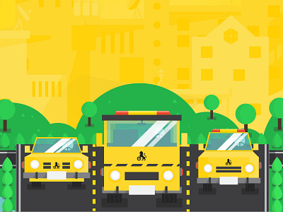 Cars car city flat illustration road yellow