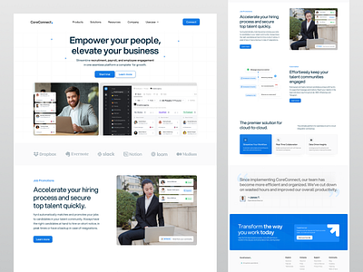 CoreConnect - HR SaaS Landing Page app cansaas clean design hr human resource interface landing page landingpage modern payroll performance management saas saas product ui ux web web app web design