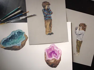 Illustrations boy colored pencil illustration love stripes tincan young