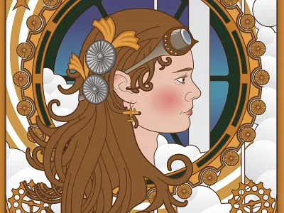 The Pilot art nouveau blimp brass gold pilot plane